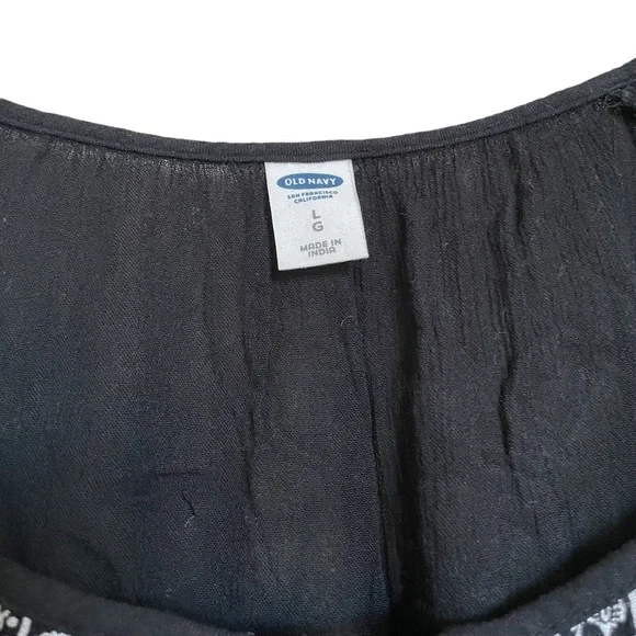 Old Navy Women’s Black and White Pheasant Long Sleeve Top Size Large - Picture 4 of 5